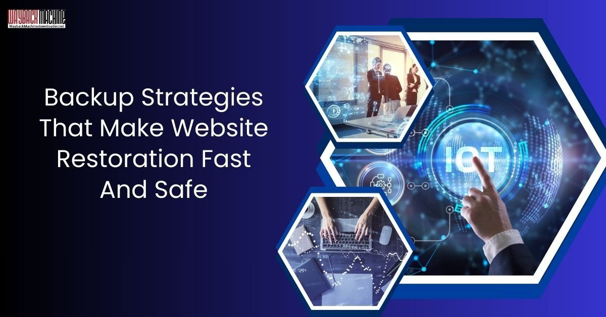 Image illustrating backup strategies for fast and safe website restoration with a digital technology theme